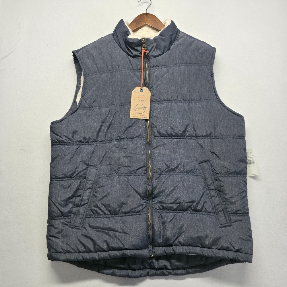 Weatherproof Vintage Men's Blue Sherpa Lined Puffer Vest Size Large NWT
